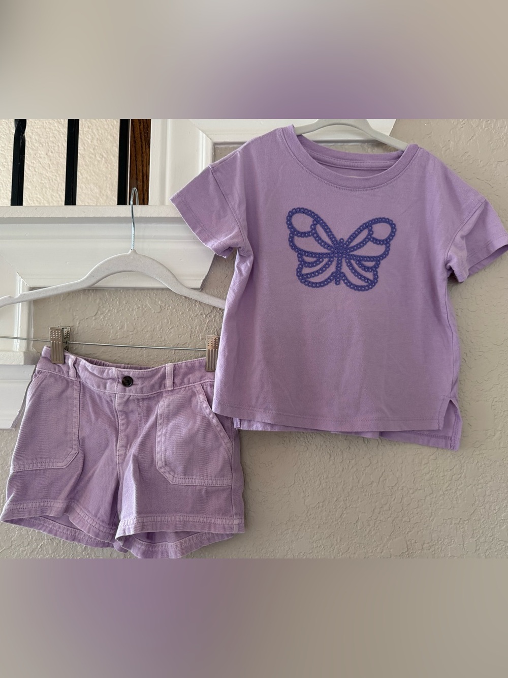 Lilac Butterfly Tee and Shorts Set
